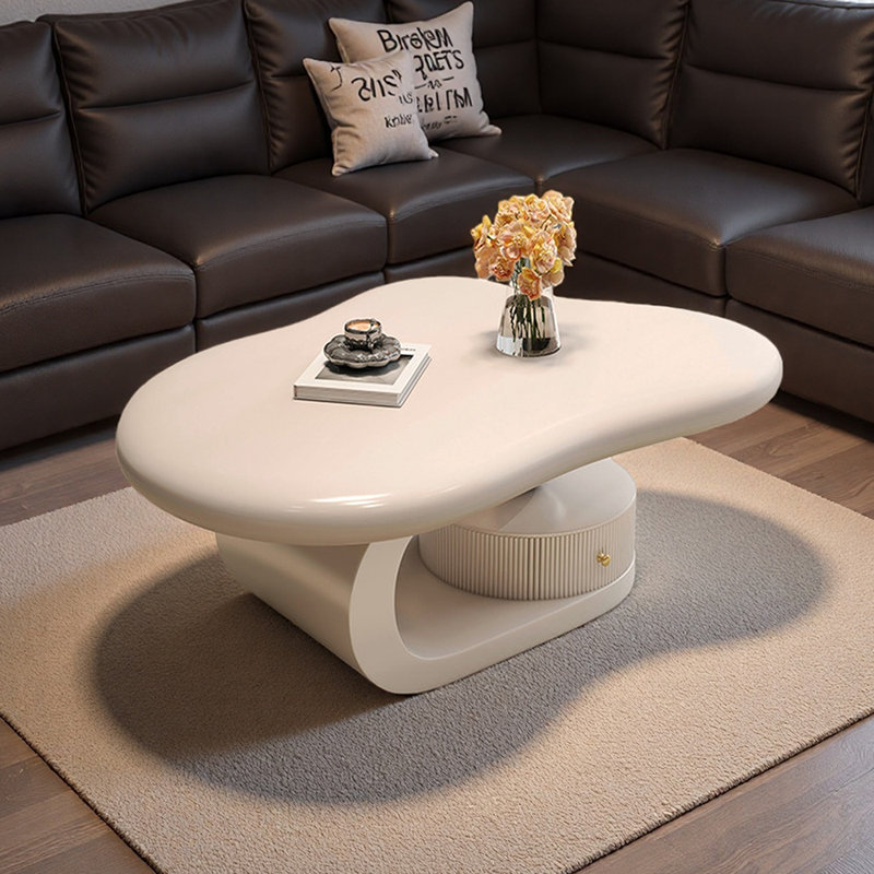 Table basse pour petit salon, H 17,71 po x L 39,37 po x l 27,16 po, Blanc, Blanc