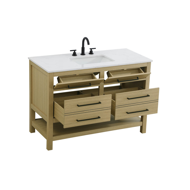 48 inch Single Bathroom Vanity_Modern_VF60548, Honey Brown
