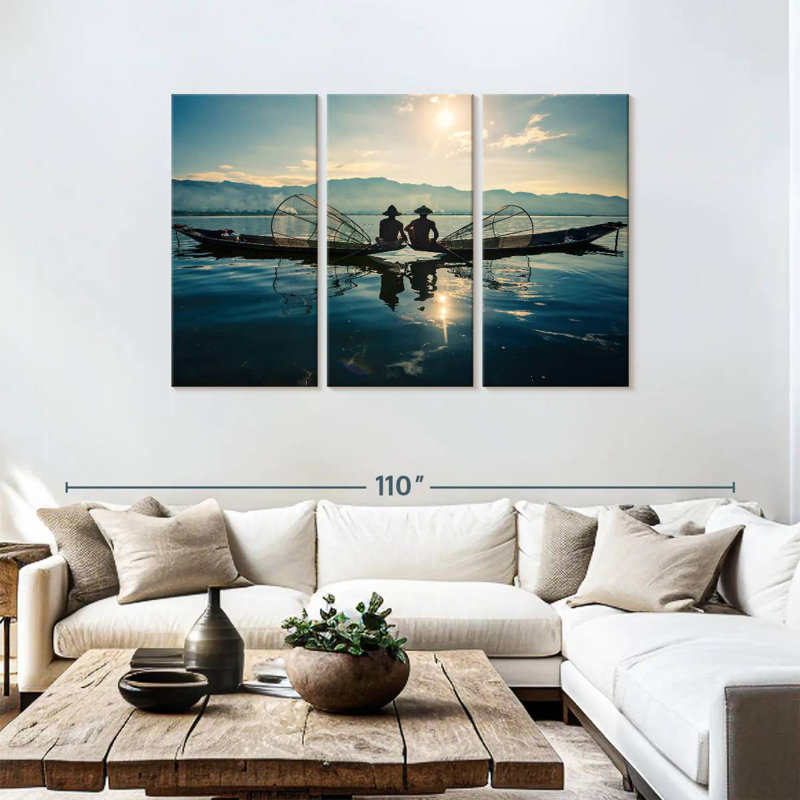 Pêcheurs du lac Senne Inle en Burma II, H 48 po x l 74 po