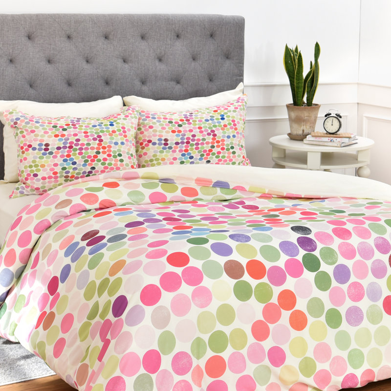 Garima Dhawan Polyester Dots Duvet Cover, Queen Duvet Cover + 2 Standard Shams