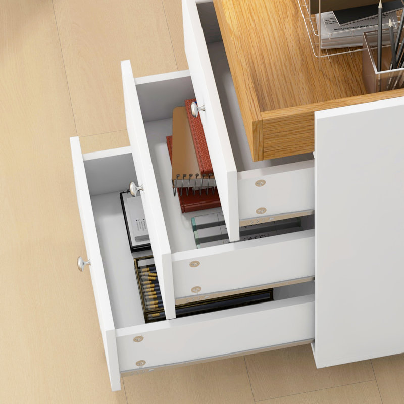 Rangement de bureau à 3 tiroirs - blanc, plateau amovible, maximise l'utilisation de l'espace de travail et l'organisation sous le bureau