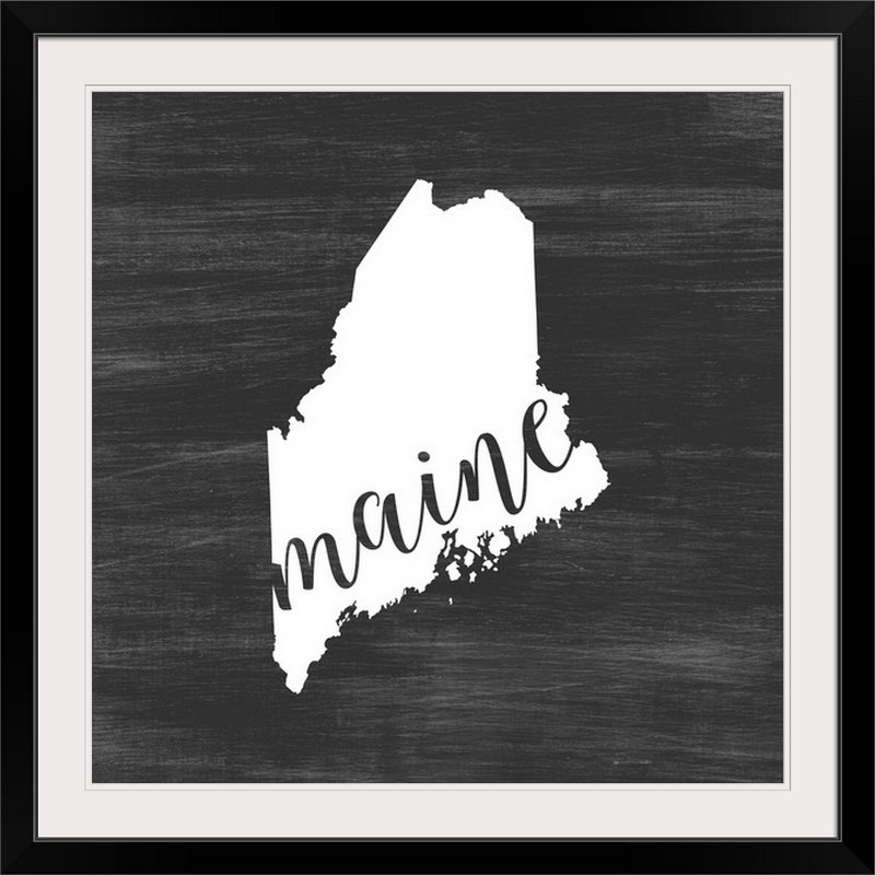 « home state typographie maine », impression sur cercle intérieur, H 24 po x l 24 po x P 1 po, Cadre noir