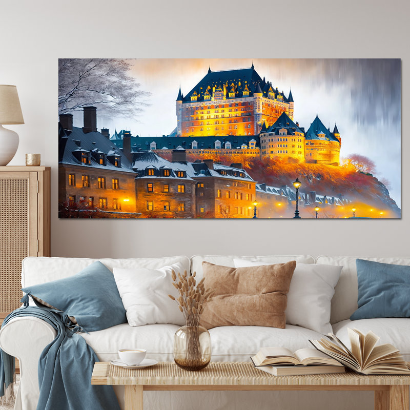 «Chateau Frontenac in Winter V», reproduction sur toile, Toile tendue, 12" H x 20" W