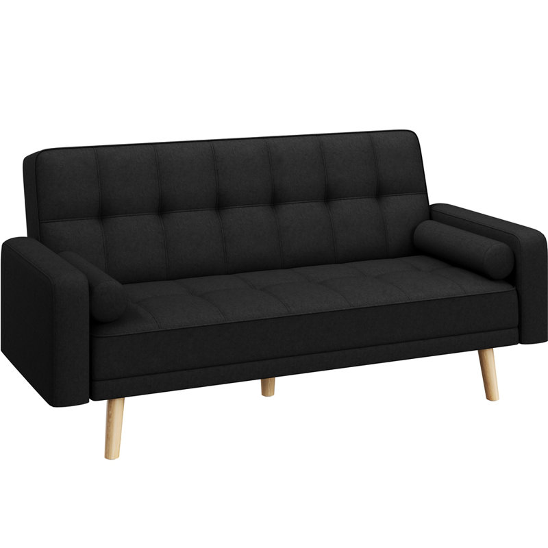  2 Seater Clic Clac Sofa Bed, Black Polyester