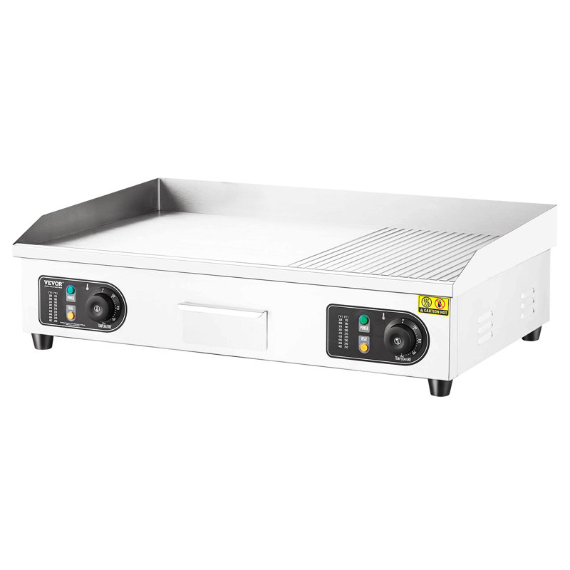 Commercial Electric Griddle, 2800W Countertop Half-Flat Top Grill, 122?-572? Adjustable Temp, 28.74X15.75X0.39In Stainless Steel Griddle Grill With 2 Shovels And 2 Brushes For Home Or Restaurant