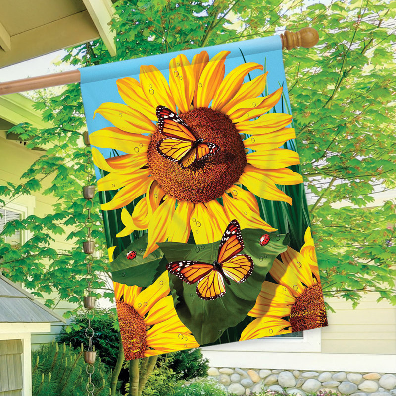 Drapeau de la maison d'été du champ de tournesols