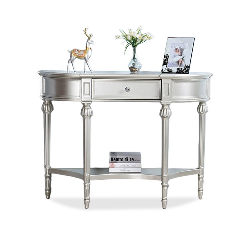 Console demi-cercle Champagne, H 34,65 po x l 42,52 po x P 14,96 po