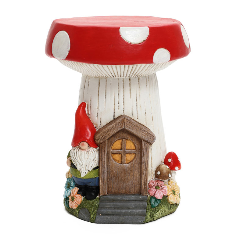 Gnome Mushroom MgO Sculpture Side Table Indoor/Outdoor