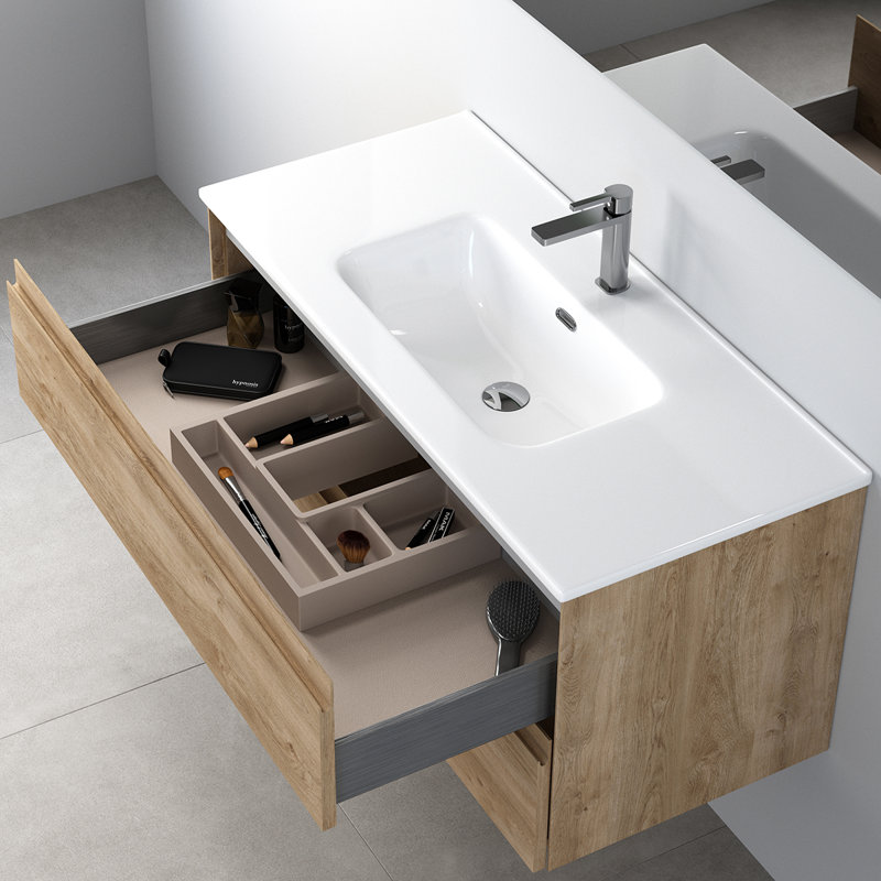 Perla 40'' W Single Vanity, Natural Oak
