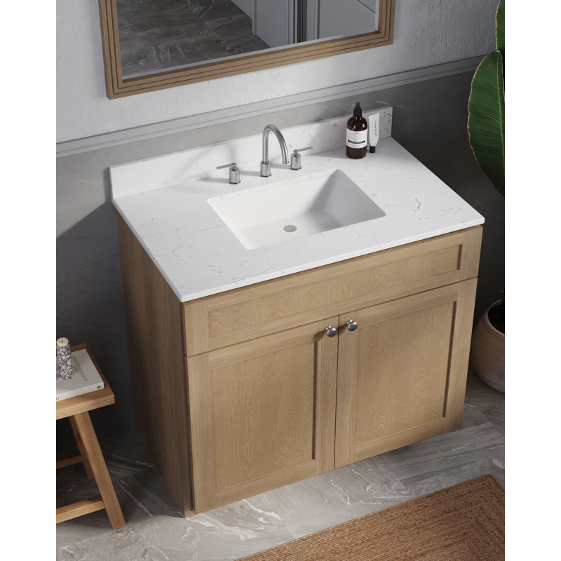 Ensemble de meuble-lavabo simple 36 po Chrisna, Chêne naturel