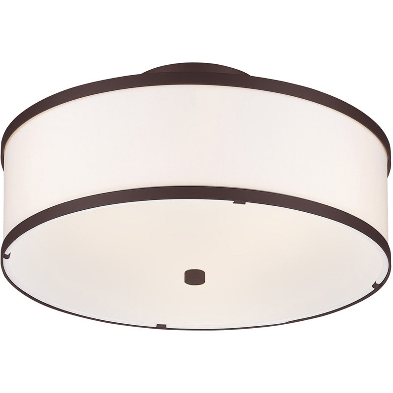 Plafonnier semi-encastré en tissu Ener, H 8 po x l 15 po x P 15 po, Bronze