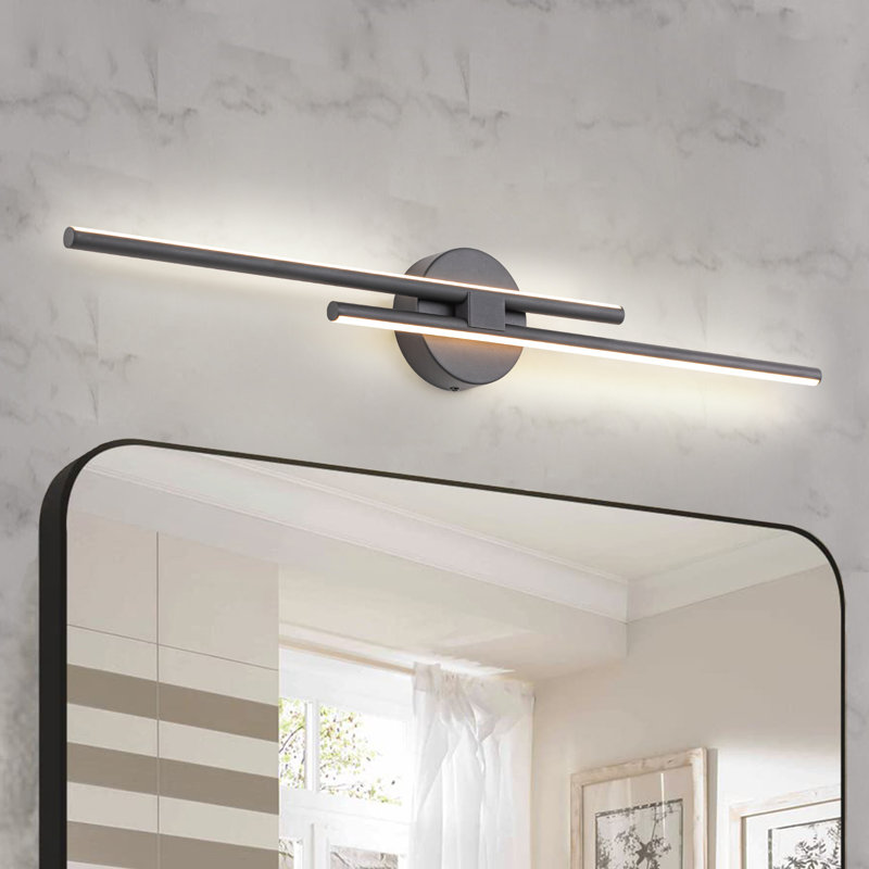 31" W 2-Light Dimmable LED Vanity Light, Matte Black, 3000K