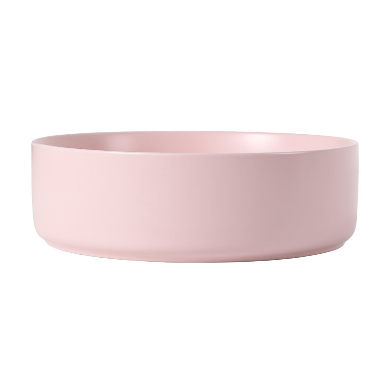 Ceramic Bathroom Sink - Pink Vessel Artistic Basin, 16In X 4.77In, Ceramic, Simple To Keep Germ- Art 15.7"15.7"4.7", Stain- Effortless Cleaning