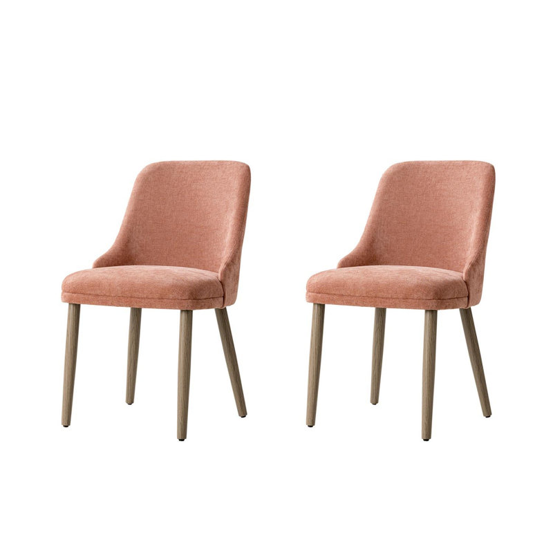 Chaise d'appoint rembourrée avec pieds en bois massif Kanalu, Coral