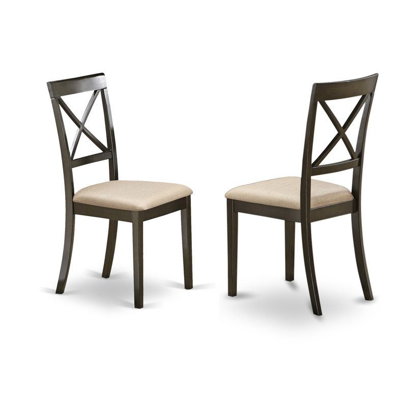 Chaises de salle à manger Boston Kitchen - ensemble de 2 chaises en lin et tissu cappuccino, Cappuccino