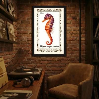 Animals Seahorse Art Print With Vintage Frame