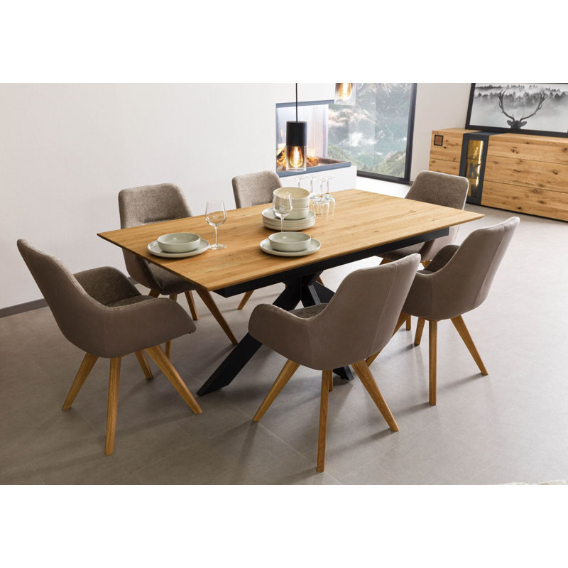 Extendable Solid Oak Pedestal Dining Table, 76cm H x 245cm L x 90cm W
