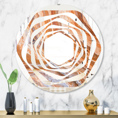 Whirl Marbled Geode 2 Modern & Contemporary Frameless Wall Mirror