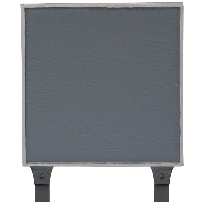 Plaque carrée classique à deux lignes avec piquets de pelouse, Gris / Argent
