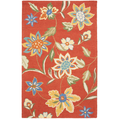 Tapis floral en laine crocheté à la main Emrick