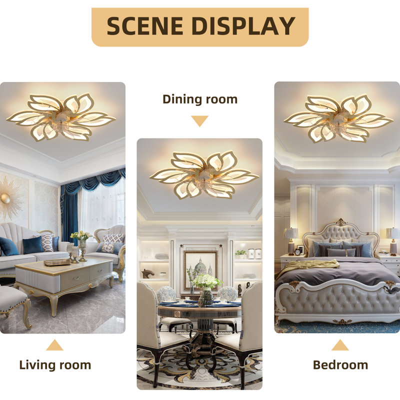 Firsdon 7 - Blade Dimmable LED Ceiling Fan with Remote Control and APP, Titanium Gold