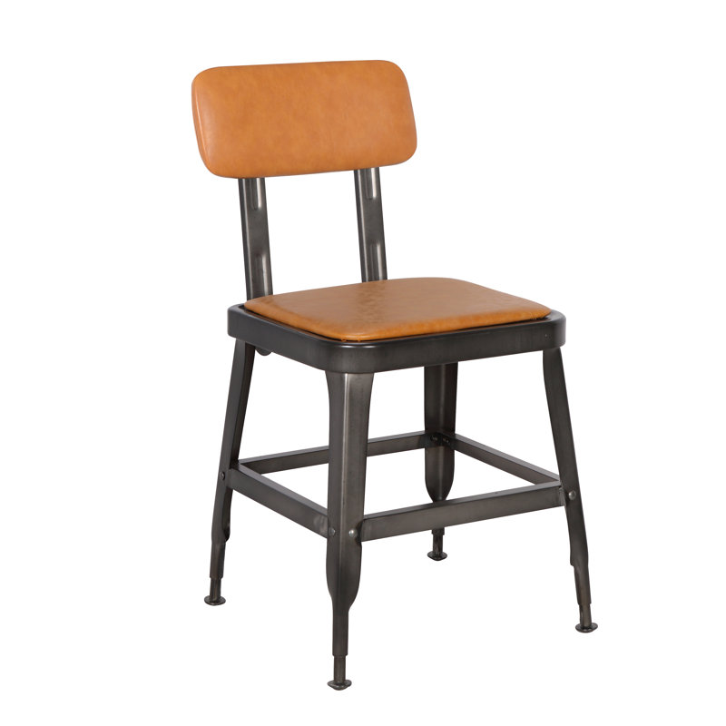 17.7'' H Polyurethane Upholstered Side Chair, Vintage Camel, Matt Gunmetal