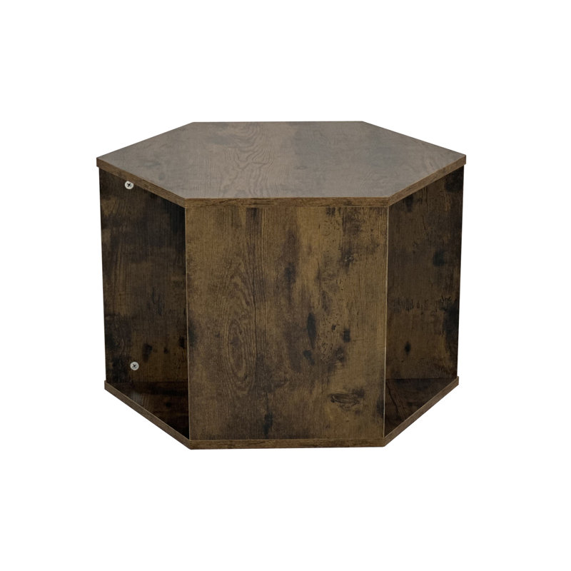 Table basse de table d'appoint hexagonale 23,62 po Table de chevet en bois antique (table seulement)