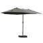 Parasol de patio de 15 pieds - Parasol extérieur rectangulaire en acier double face, gris foncé, protection contre le soleil, manivelle facile, matériau durable gris 15 pi avec base. Parasol de parasol. Acier, intempéries