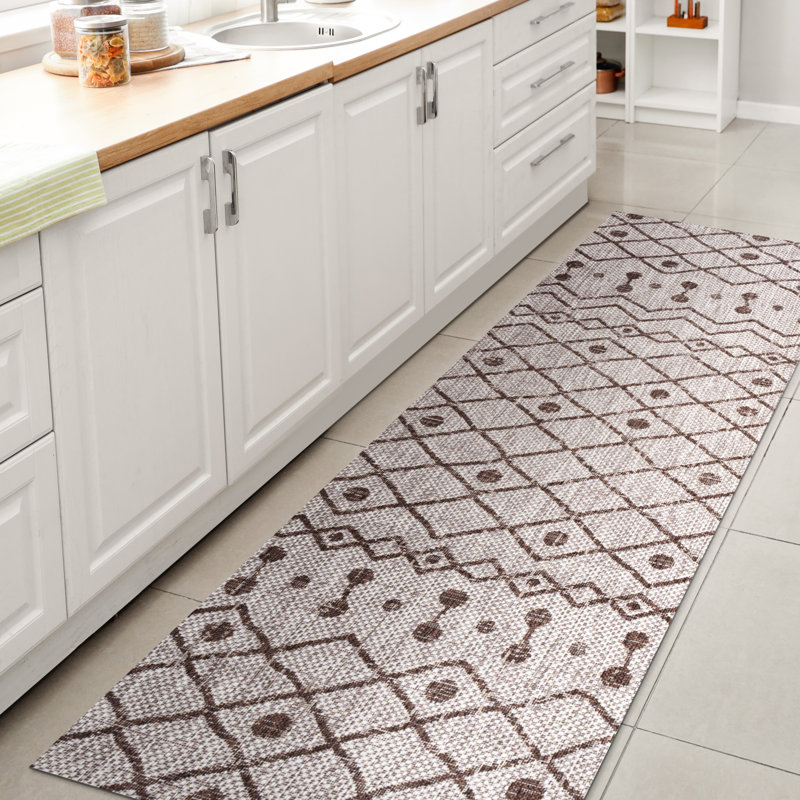 Tapis d'intérieur / extérieur beige / brun Windsor Tribal Bohemian, Tapis de couloir 2 pi 2 po x 8 pi