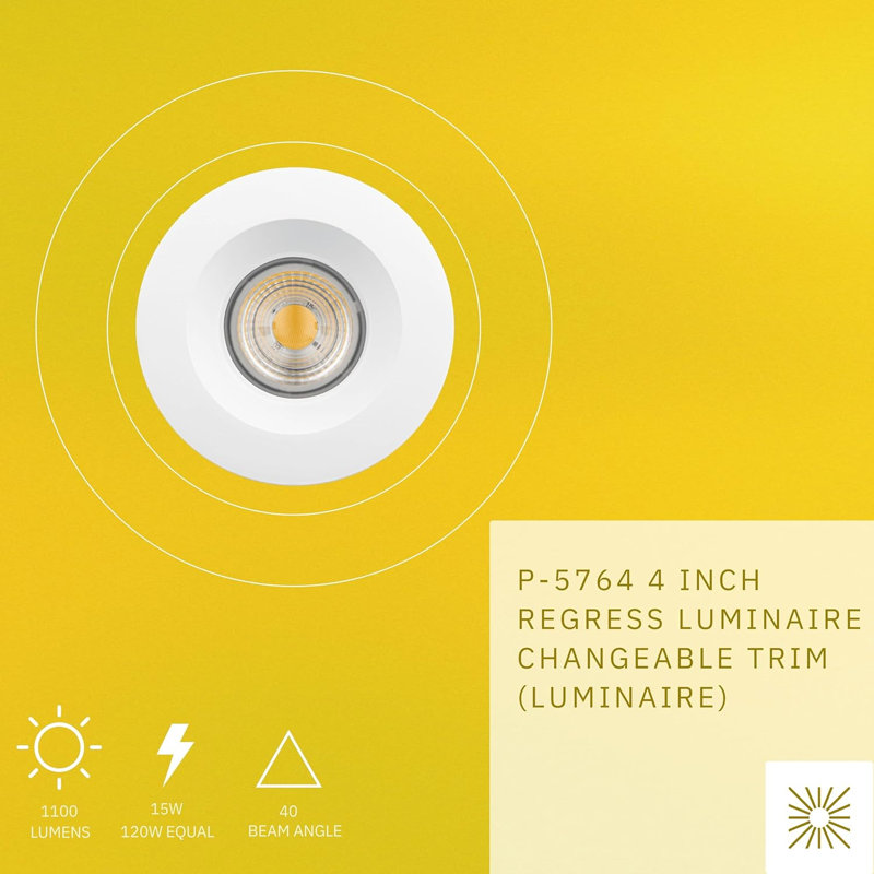 4" Round Black Smooth 15W 1100 Lumens Warm White 3K Recessed Light, White