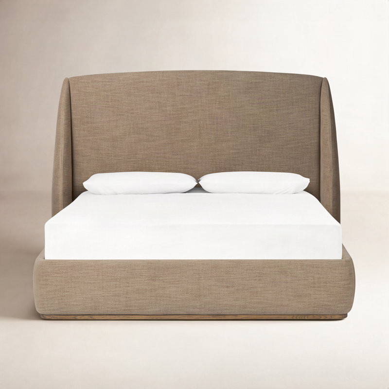 Hallward Calloway Upholstered Wingback Bed, Queen, Laken Taupe