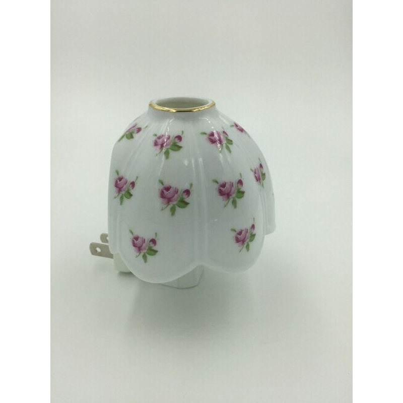 Pink Flowers On A Tiffany Lamp Shade Shaped Night Light