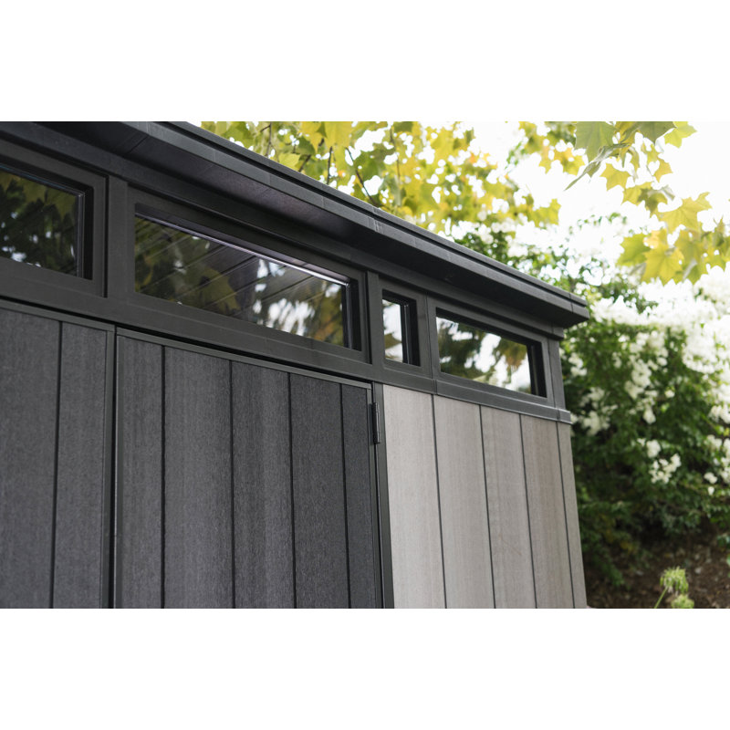 Gray Resin 7 x 7 Foot Outdoor Storage Shed with Windows