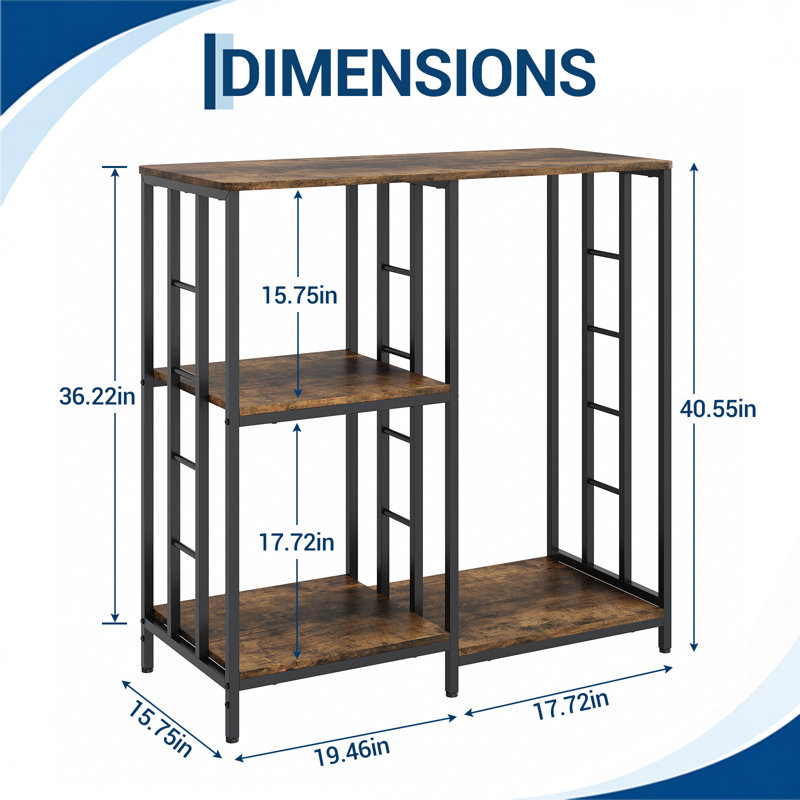 94.4372cm W Iron Storage Rack, Brown
