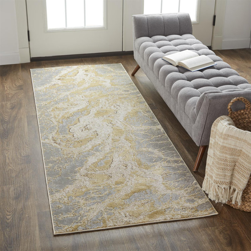 Tapis beige Shabari, Tapis de couloir 2 pi 10 po x 7 pi 10 po