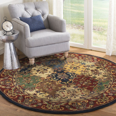 Costilla Hand Tufted Wool/Cotton/Latex Oriental Rug in Burgundy