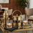 Sleek Metal Bar Ice Bucket with Steel Handle & Lid for Home Bar Accessories - Elegant Cocktail Bar Tool Set for Dining Entertaining - 7", Gold & Black