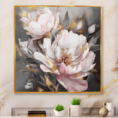 Pink Grey Peonies Elegance II - Print