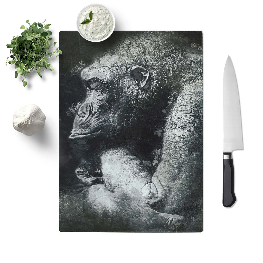 Tempered Glass the Crouching Gorilla in Abstract Chopping Board