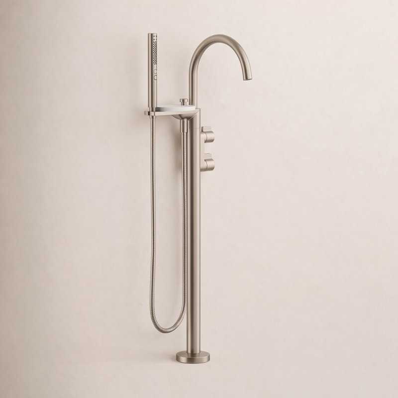 Components Floor-Mount Bath Filler Trim, Vibrant Brushed Nickel, Knob Handle