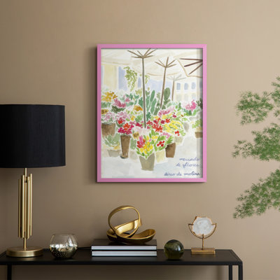 Tirso Flower Market II, reproduction encadrée - bois massif