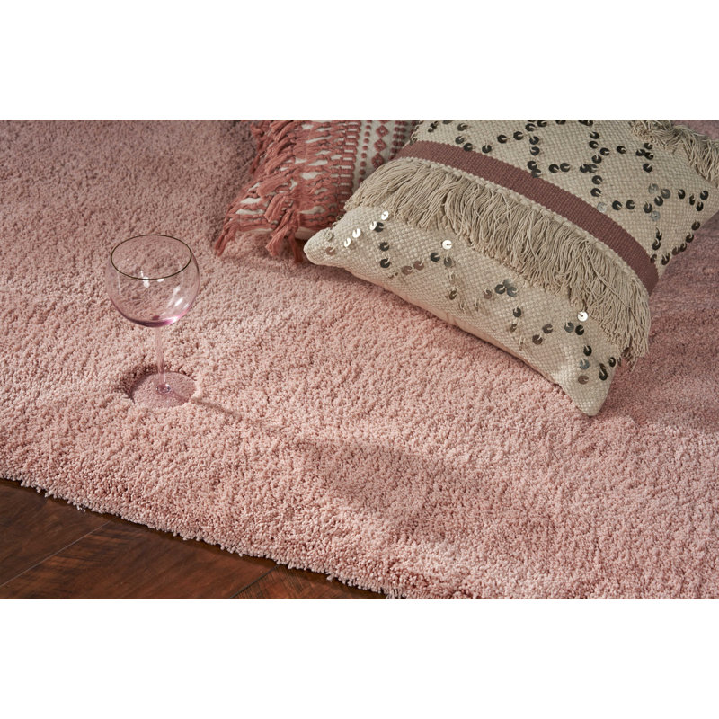 Tapis rose fait à la main Caucher, Rectangle 3 pi 3 po x 5 pi 3 po