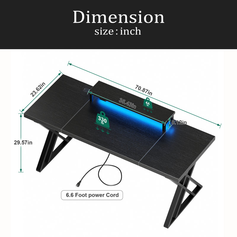 Thick Desktop Board Computer Desk, Black