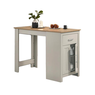 Rectangle Counter Height Dining Table With Storage In Light Gray And Oak by Winston Porter