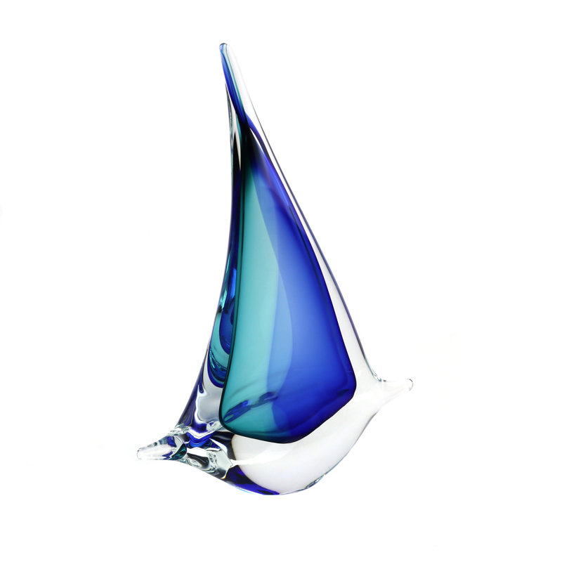 Murano Glass Design Sailboat, Aqua Blue