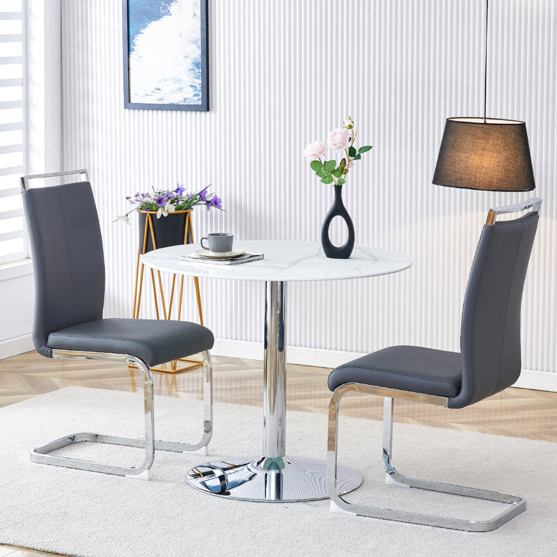 Lashaunte 2 - Person Pedestal Dining Set, Dark Gray