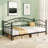 Twin Size Metal Daybed Frame w/ Headboard Heavy-Duty Metal Slats Support