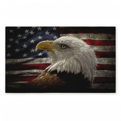 Bald Eagle Portrait Printed Outdoor Door Mat, design by Collin Bogle, 18"x30"
