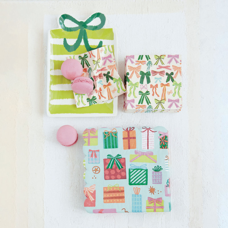 Serviettes de table festonnées en papier avec motif festif