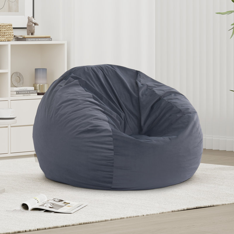 Versatile Bean Bag Chair Filling With Memory Foam Shredded, Plush Velvet Removable Cover For Convertible Seat & Guest Bed